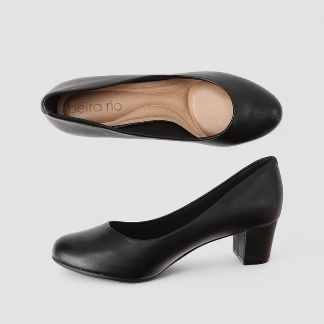 Scarpin Feminino Beira Rio Salto Bloco Preto