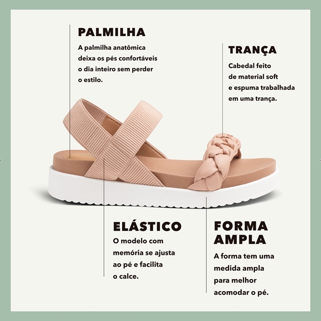 Sandália flatform conforto com tiras - Zutti Calçados | Loja Online