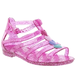 Sandália Aranha Charmosinha Chic Corações Glitter Pink