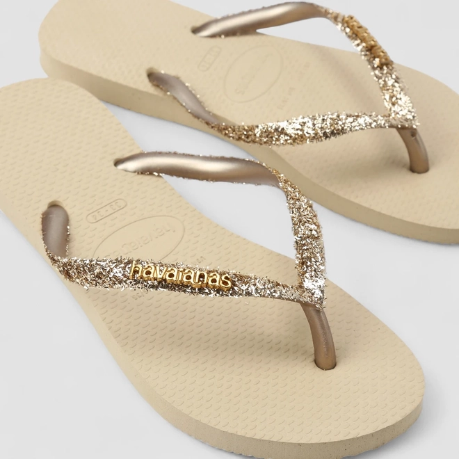 Chinelo Feminino Havaianas Original Glitter Bege