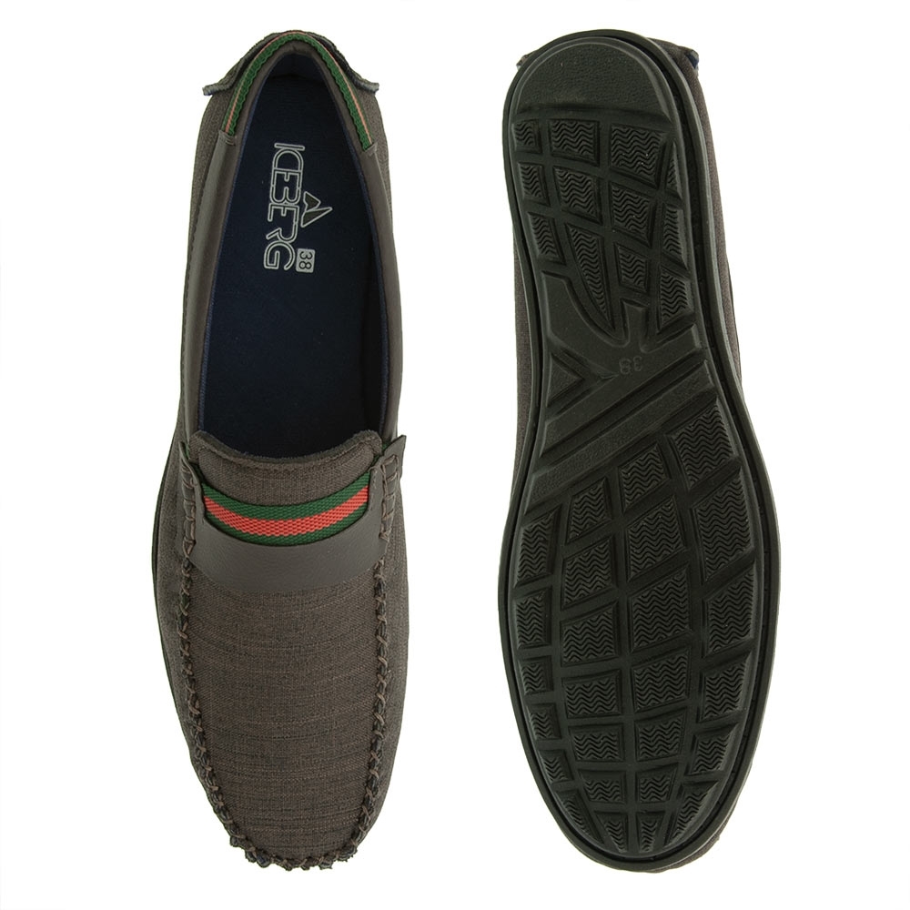 Mocassim Iceberg Detalhe Pespontos Tecido Marrom Marrom