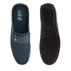 Mocassim Mule Iceberg Pespontos Tecido Azul