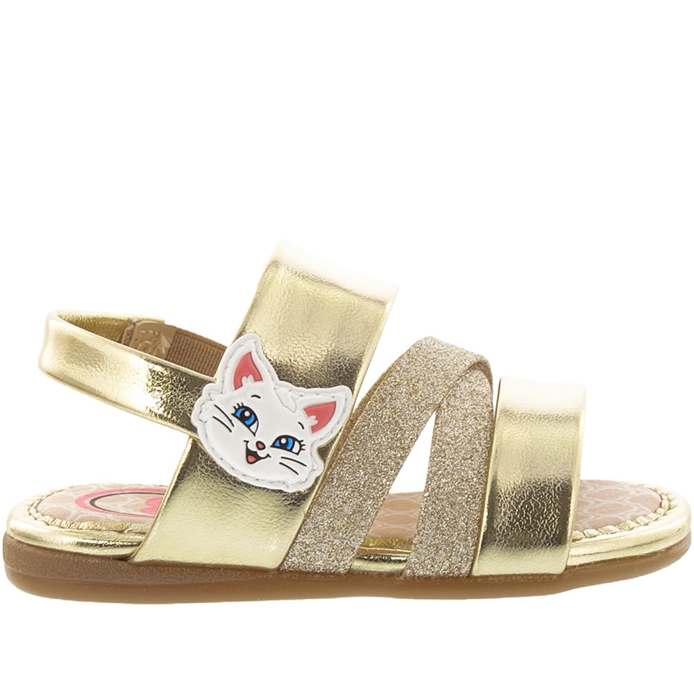 Sandália Molekinha Bebê Soft Pop Gata Metalizado Glitter Ouro Light Dourado