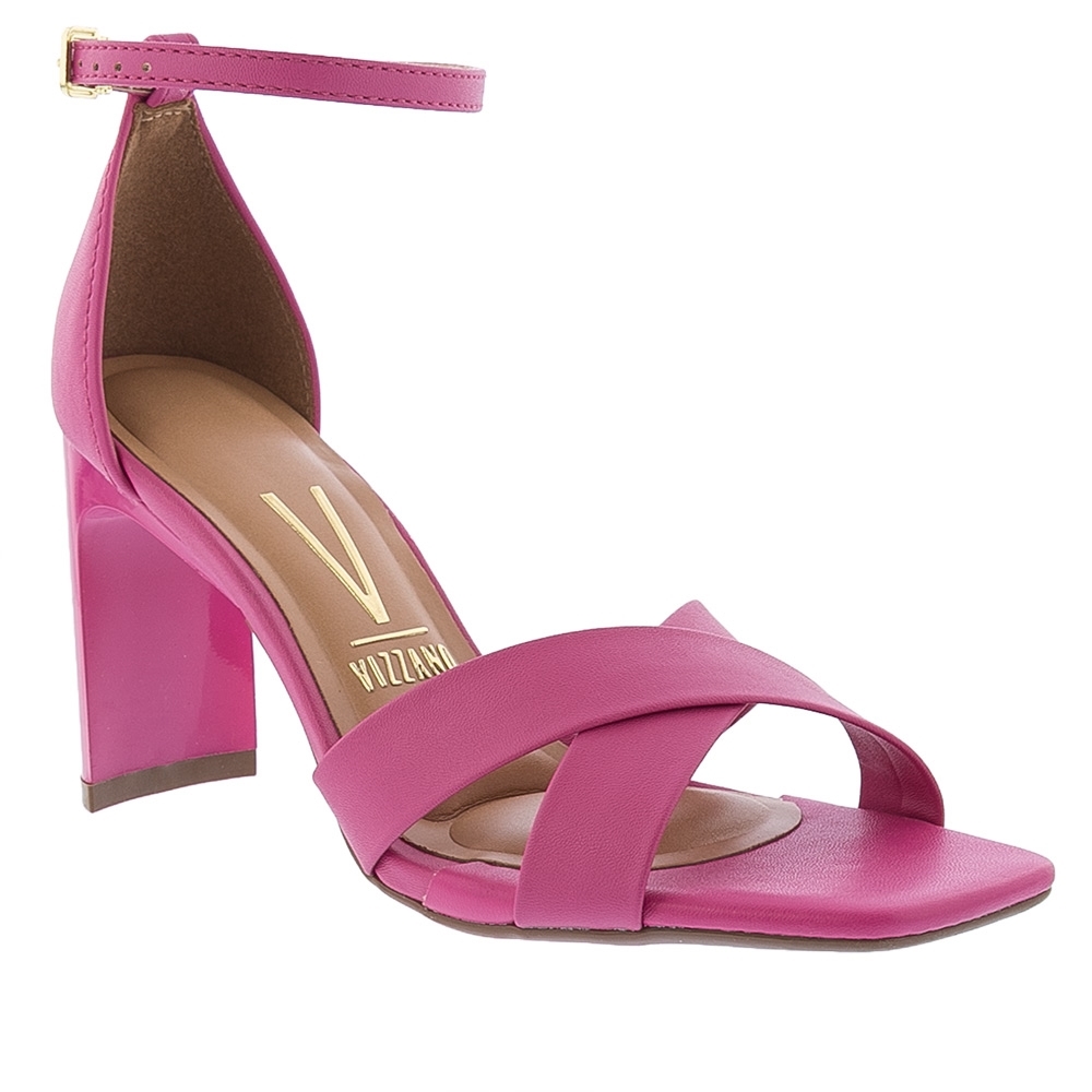 Sandália Vizzano Salto Reto Detalhe Tiras Cruzadas Pink Rosa
