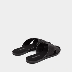 Rasteira Penélope Tiras Cruzadas Lurex Preto