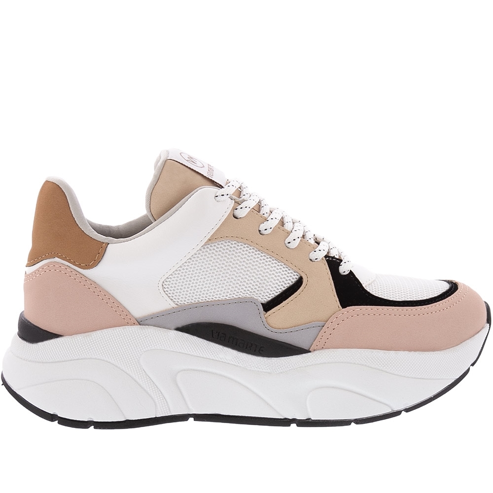 Tênis Via Marte Chunky Detalhe Recortes Nobuck Nude Multicores