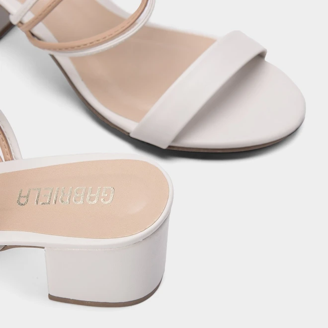 Tamanco Gabriela Salto Grosso Aplicação Tiras Off White