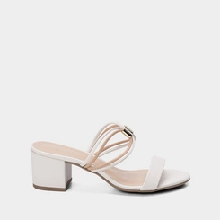 Tamanco Gabriela Salto Grosso Aplicação Tiras Off White