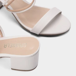 Tamanco Gabriela Salto Grosso Aplicação Tiras Off White