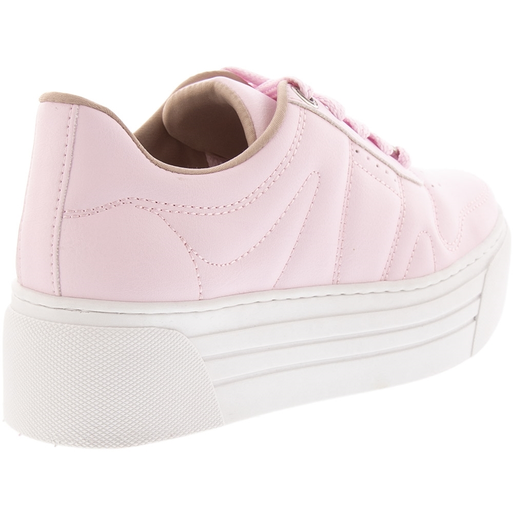 Tênis Via Marte Flatform Detalhe Pespontos Rosa Rosa