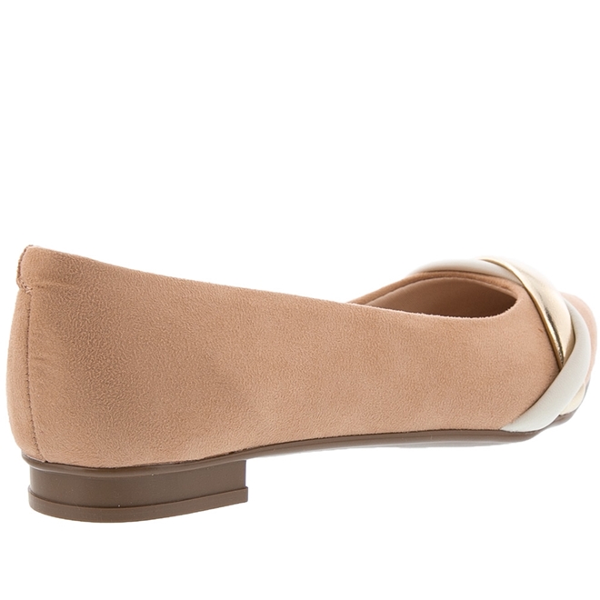 Sapatilha Moleca Flow Salto Bloco Metalizado Camurça Nude