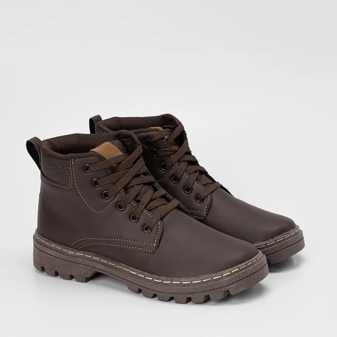 Bota Coturno Masculino Mac & Jac Recortes Marrom