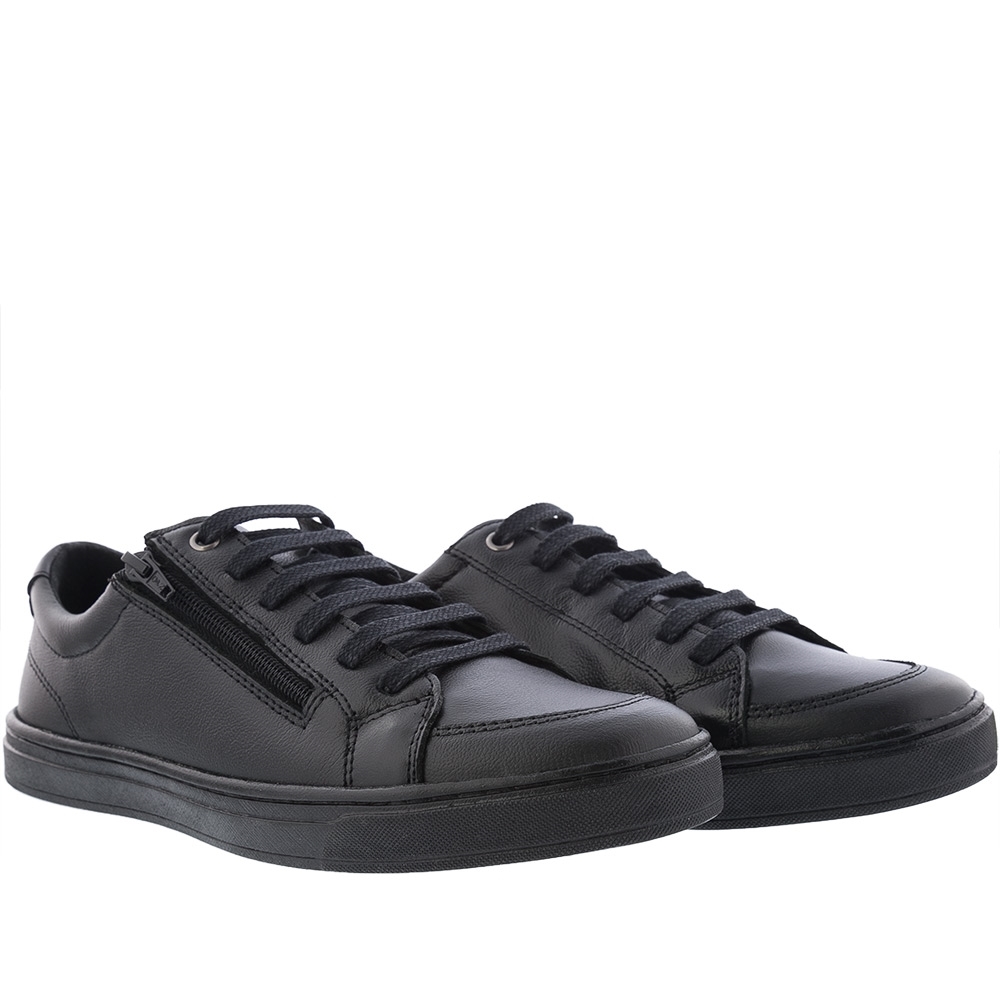 Sapatênis Woche Detalhe Zíper Couro Preto Preto