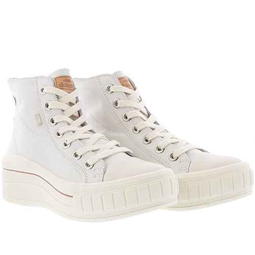 Tênis Dakota Flatform Cano Alto Couro Off White