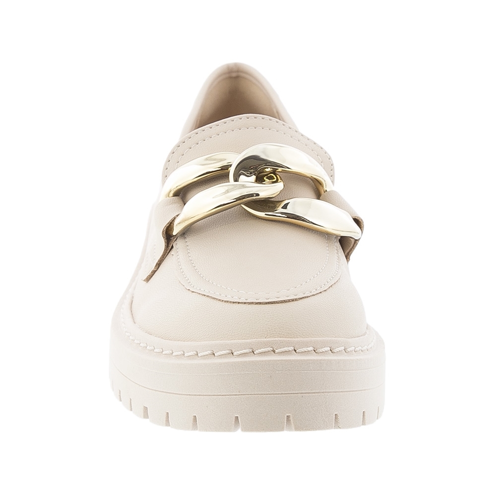 Mocassim Bebecê Plataforma Tratorado Corrente Off White Bege - Renner