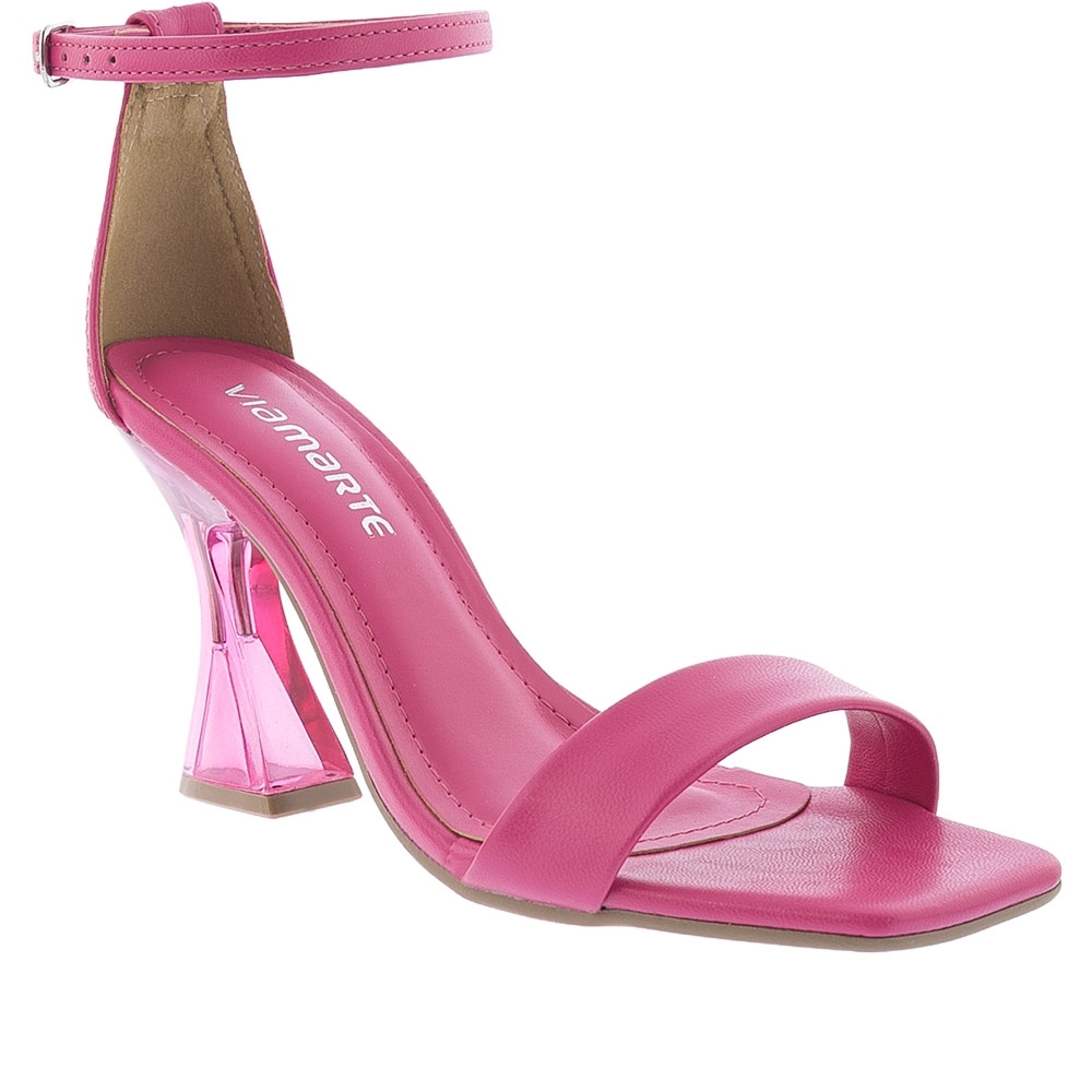 Sandália Via Marte Salto Geométrico Detalhe Tiras Pink Rosa