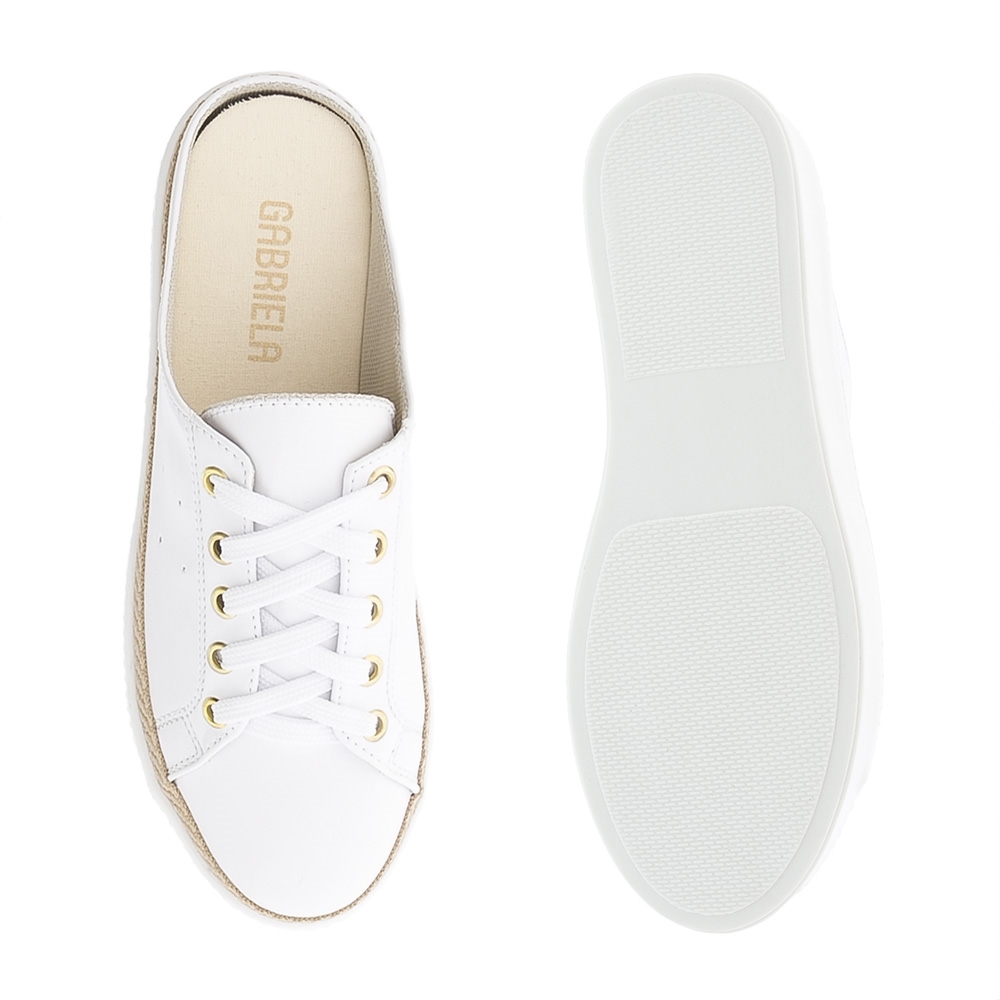 Tênis Mule Gabriela Flatform Perfuros Ráfia Branco Branco - Renner