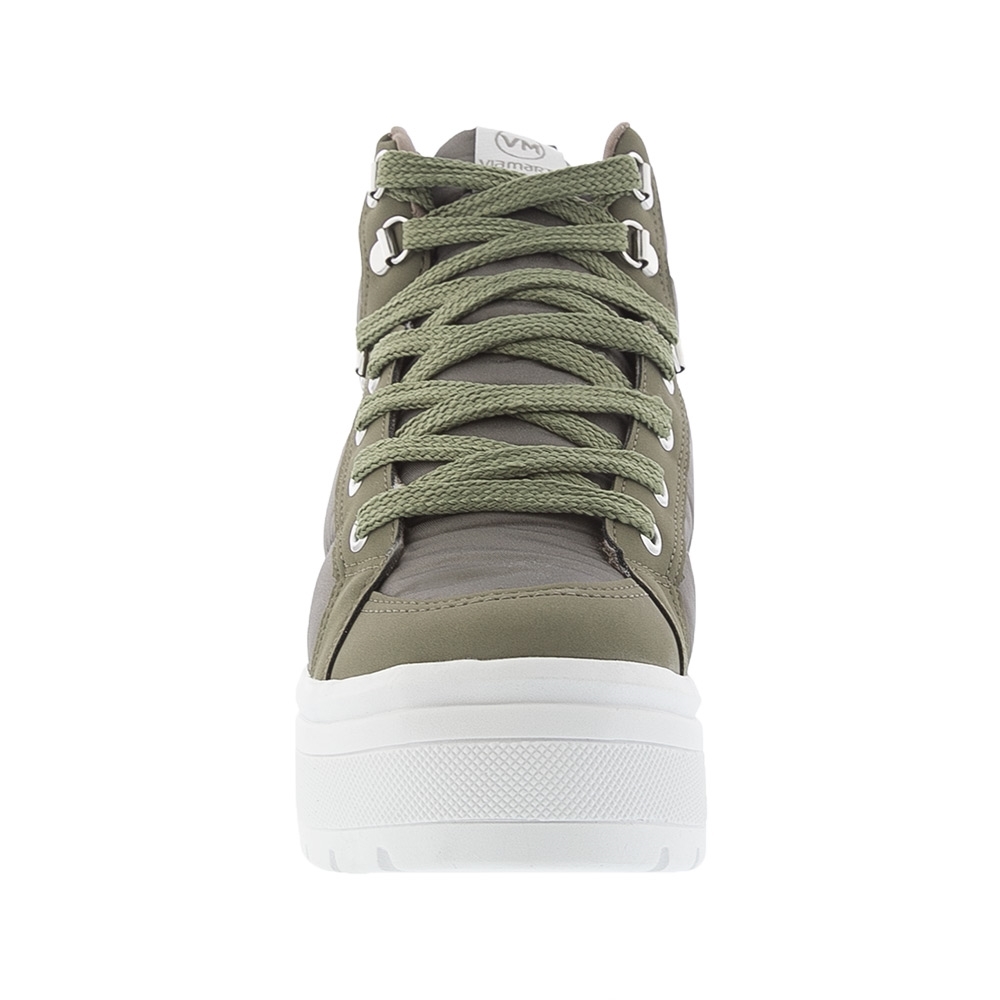 Tênis Via Marte Cano Alto Flatform Ilhós Nobuck Verde Militar Verde