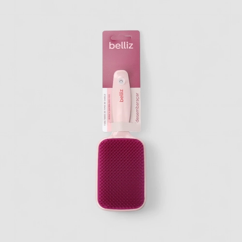 Escova de Cabelo Belliz Flex Desembaraçadora Raquete Rosa