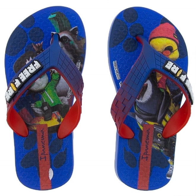 Chinelo Infantil Rider Strike Free Fire Dedo - Preto+Azul