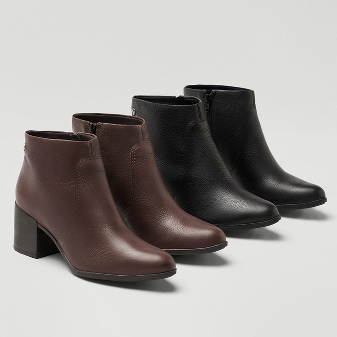 Ankle boot bottero couro preta best sale