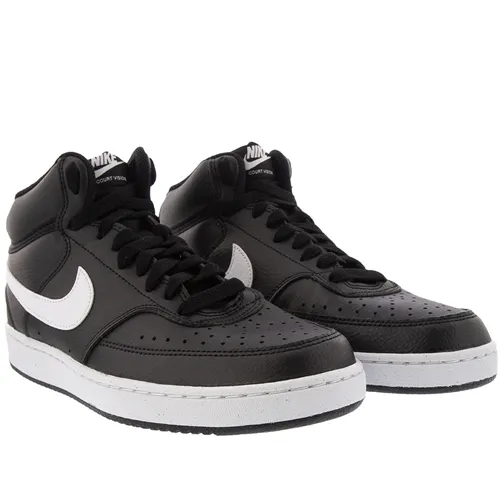 Tênis Nike Court Vision Mid Cano Alto Masculino Couro Preto