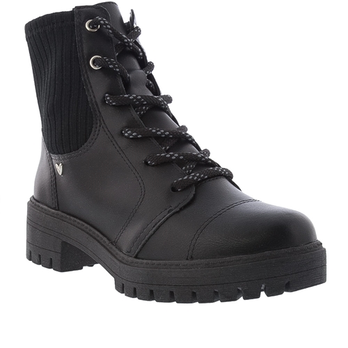 Bota coturno mississipi shop veludo cadarço preta