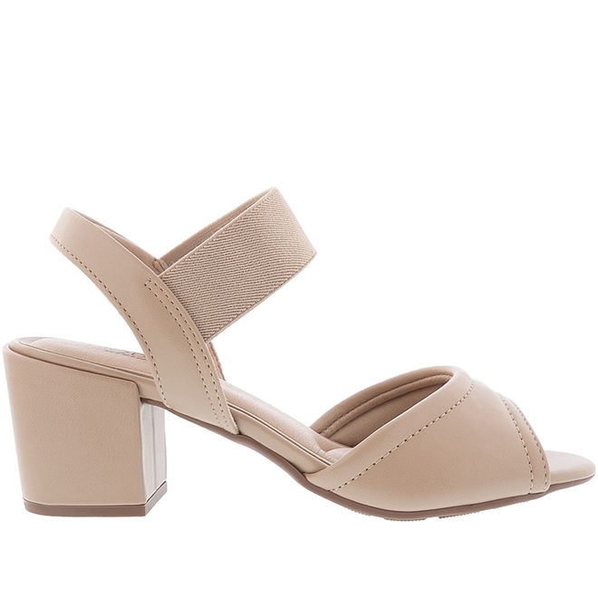 Sandália DAFITI SHOES Salto Grosso Bege - Compre Agora