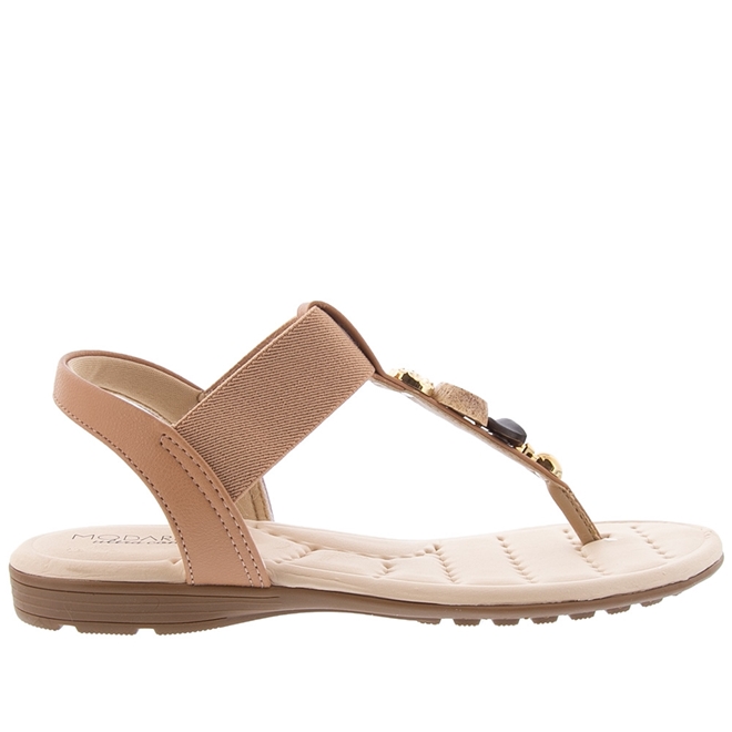 Rasteira DAFITI SHOES Com Pedras Nude - Compre Agora