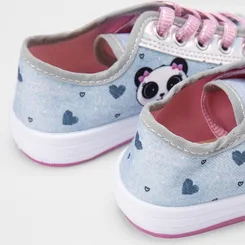 Tênis Casual Infantil Gabrielinha Detalhe Holográfico & Strass Panda Azul