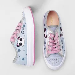 Tênis Casual Infantil Gabrielinha Detalhe Holográfico & Strass Panda Azul