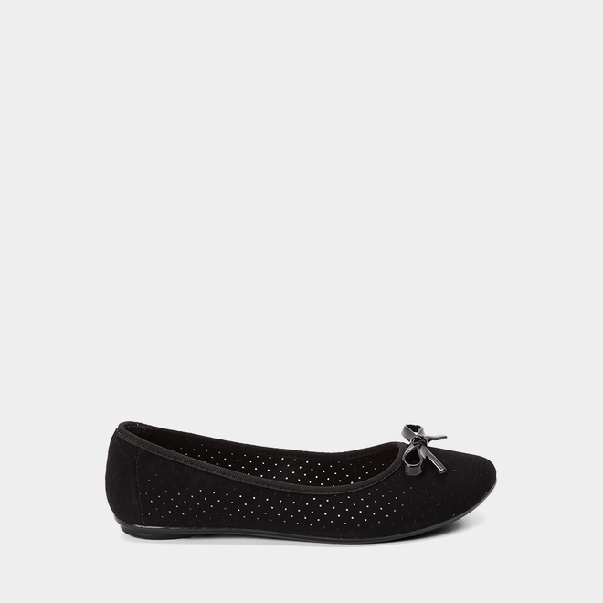 Sapatilha Feminina Moleca Perfuros Laço Nobuck Preto