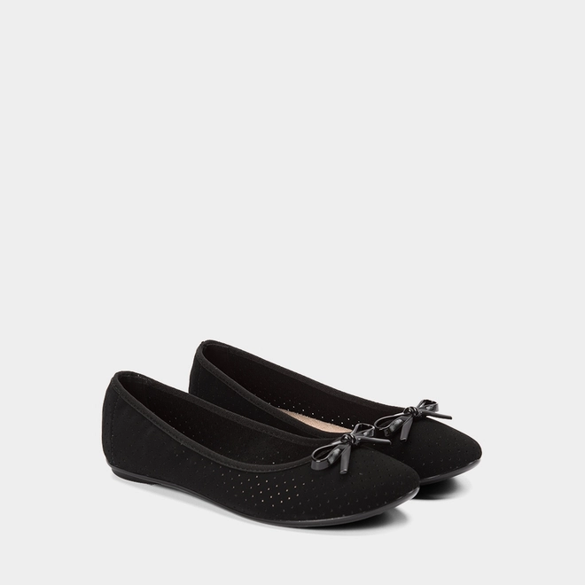 Sapatilha Feminina Moleca Perfuros Laço Nobuck Preto