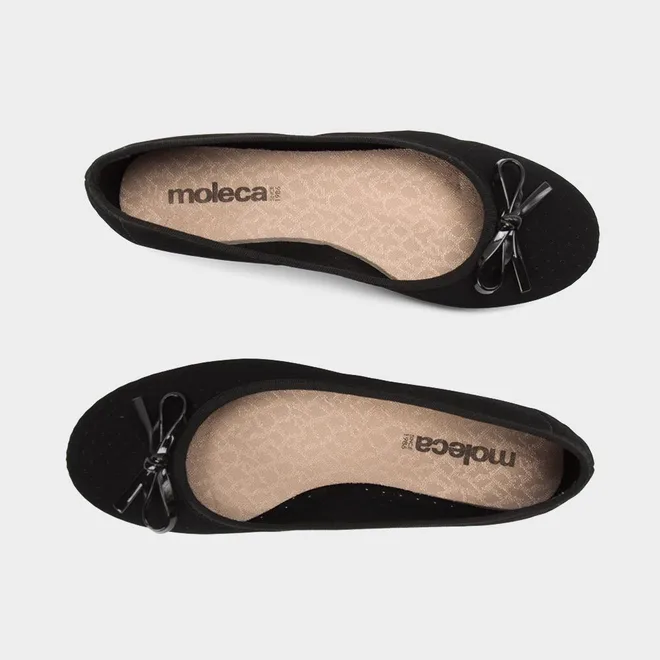 Sapatilha Feminina Moleca Perfuros Laço Nobuck Preto