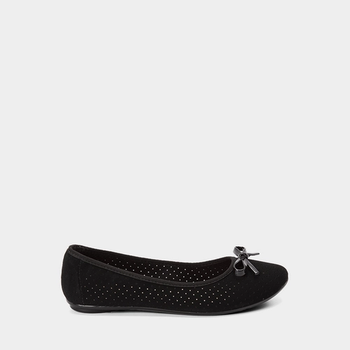 Sapatilha Feminina Moleca Perfuros Laço Nobuck Preto
