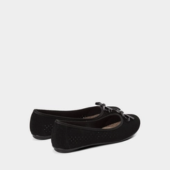 Sapatilha Feminina Moleca Perfuros Laço Nobuck Preto
