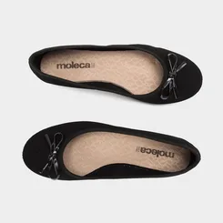 Sapatilha Feminina Moleca Perfuros Laço Nobuck Preto