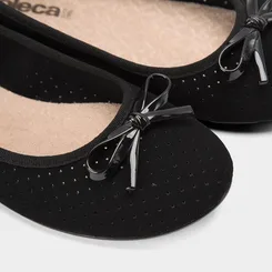 Sapatilha Feminina Moleca Perfuros Laço Nobuck Preto