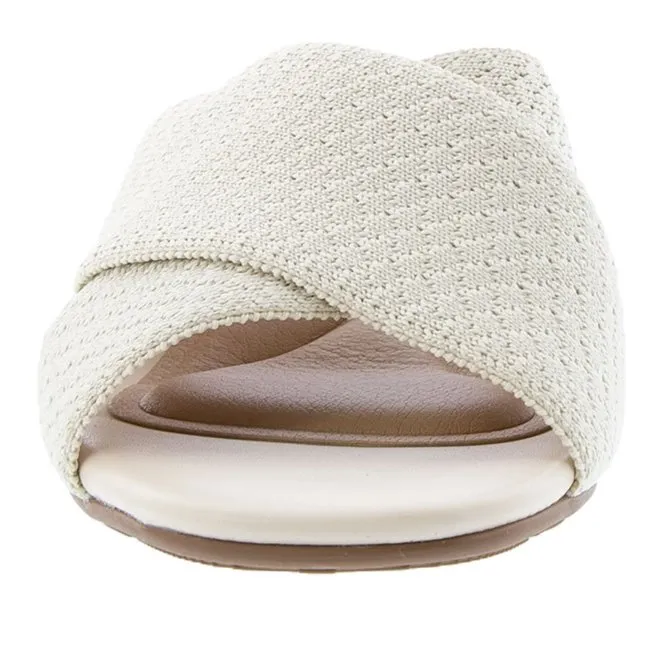 Tamanco Modare Ultraconforto Tiras Cruzadas Knit Off White