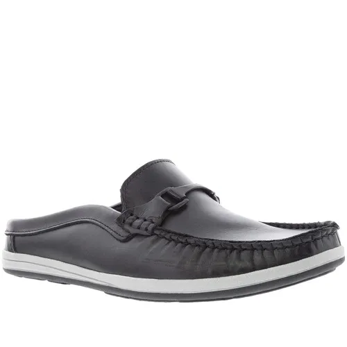 Mocassim Mule Woche Fivela Couro Preto