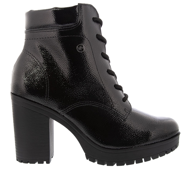 Bota Coturno Via Marte Plataforma Tratorada Verniz Preto