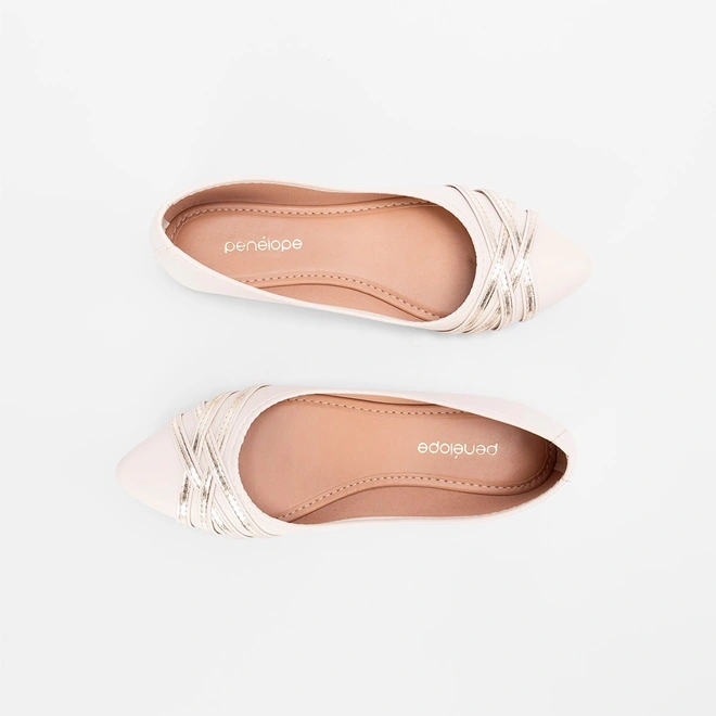Sapatilha Penélope Detalhe Tiras Cruzadas Off White