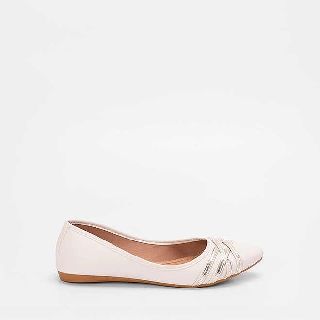 Sapatilha Penélope Detalhe Tiras Cruzadas Off White