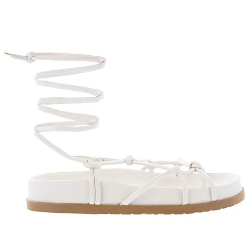 Sandália Gabriela Flatform Amarração Aplicação Nós Off White