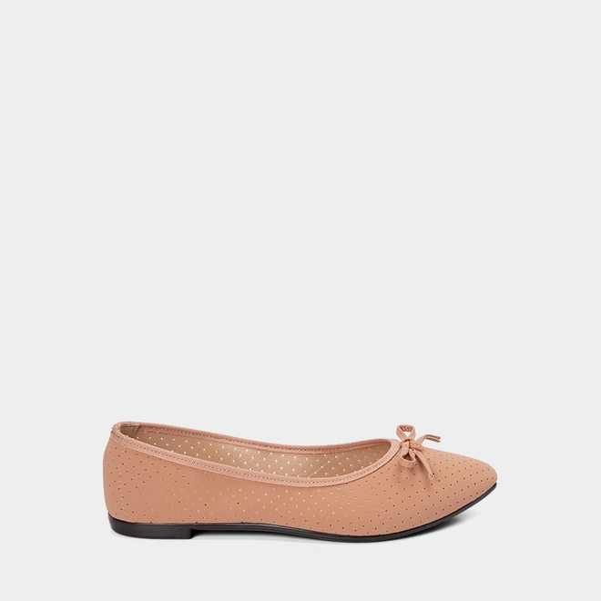 Sapatilha Feminina Moleca Detalhe Perfuros Nobuck Nude