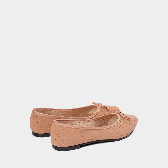 Sapatilha Feminina Moleca Detalhe Perfuros Nobuck Nude