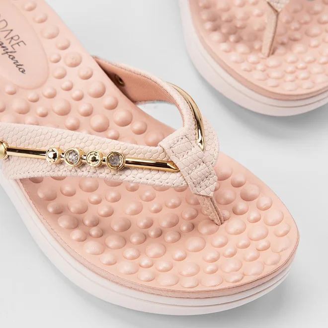 Tamanco Feminino Modare Ultraconforto Anabela Detalhe Metalizado Off White