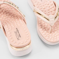 Tamanco Feminino Modare Ultraconforto Anabela Detalhe Metalizado Off White