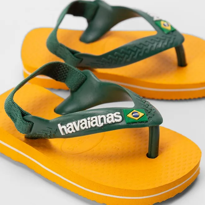 Chinelo Infantil Havaianas Baby Brasil Logo Elástico Amarelo