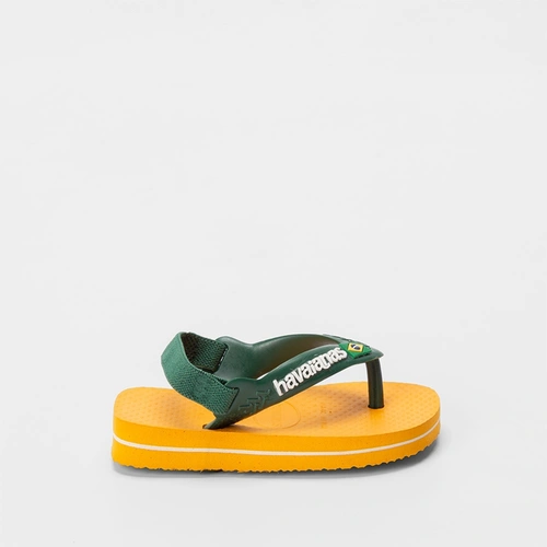 Chinelo Infantil Havaianas Baby Brasil Logo Elástico Amarelo